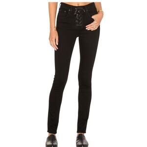 Rag & Bone Lace Up High Rise Skinny Jeans, Black Sz 29
